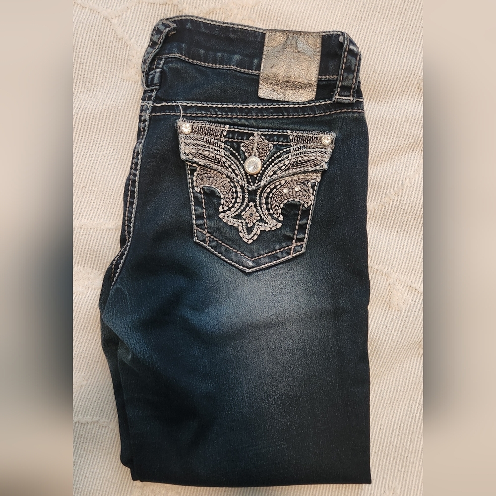 Hydraulic Black and Silver Embellished Women's Jean Capris
